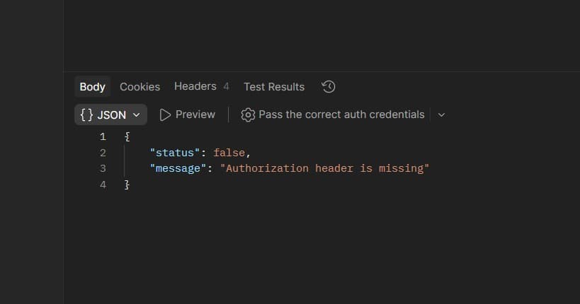 401 Authorization error screenshot